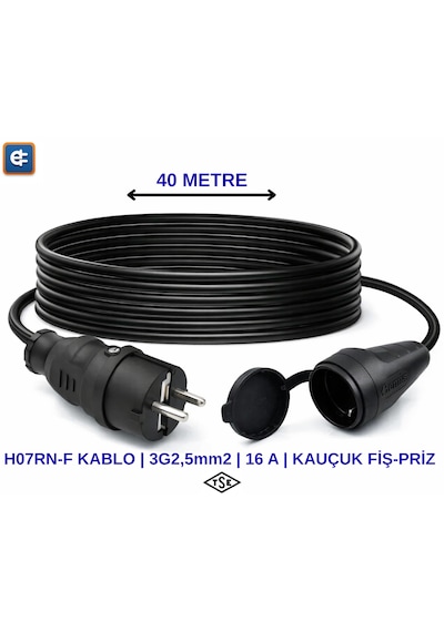 Evdecharge H07rn-f Uzatma Kablosu 3 2,5 Mm² 40 Metre 16a Elektrikli Araç Şarjı İçin En Doğru Uzatma Kablosu