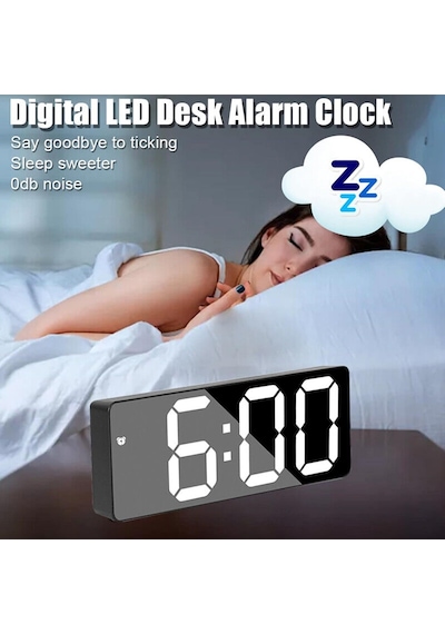 Çalar Saat, Led Ekran, Dijital Ayna, Pilli, Çift Amaçlı, Erteleme, Gece Modası, Yatak Odası Ve Ofis İçin Uygun Diğer