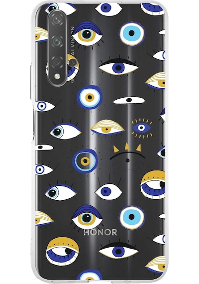 Huawei Nova 5t İle Uyumlu 1mm Slim Fit Nazar Boncuğu 2 Baskılı Şeffaf Kılıf
