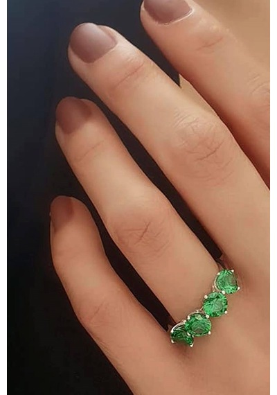 Skydiamond Green Creative Rubies 925 Ayar Gümüş 4 Sıra Taş Yüzü 16