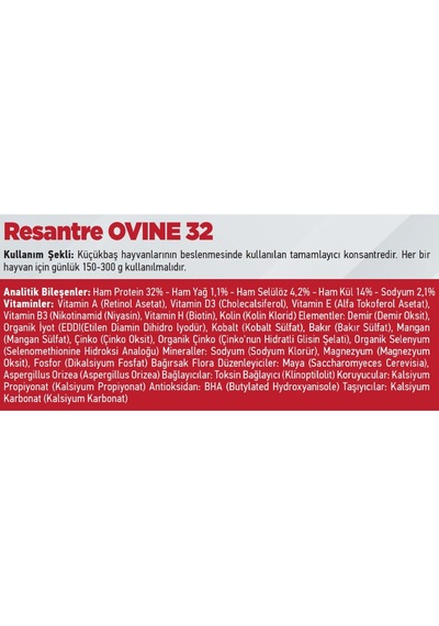 Resantre Ovine 32 Pelet Yem 25 Kg Tamamlayıcı Konsantre