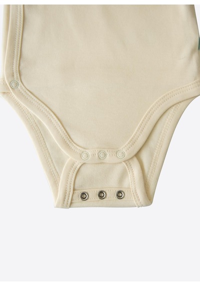 KitiKate Organik New Basic Uzayan Kruvaze Kısa Kol Body Natural Krem