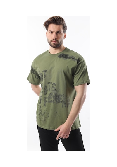 Madmext Haki Baskılı Erkek T-shirt E7115 Haki
