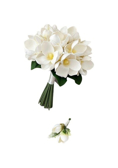 Yapay Çiçek Manolya Letex Eva Magnolia 33Cm Beyaz Krem