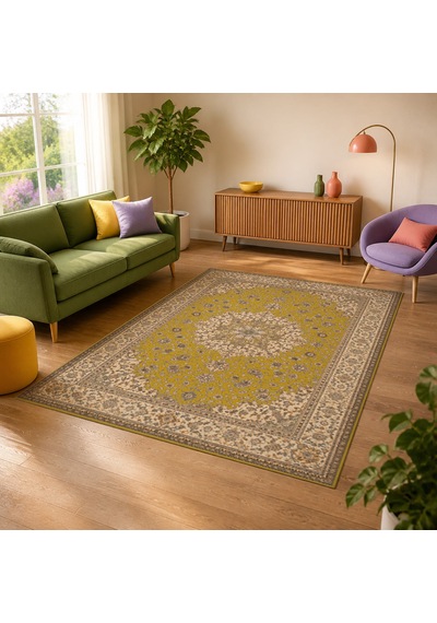 Kartela Halı Aro Halı Jüt Taban Dokuma Halı Hardal Sarısı - 60 X 90 Cm