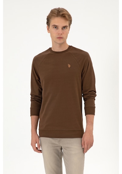 U.S. Polo Assn. Erkek Regular Fit Bisiklet Yaka Kahverengi İnce Basic Sweatshirt 50313752-VR029