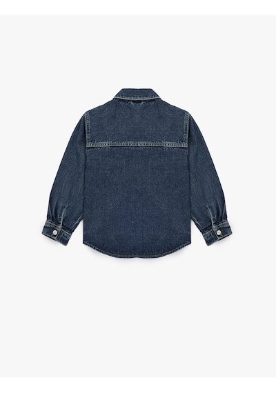 Koton Pamuklu Cep Detaylı Uzun Kollu Jean Ceket Koyu İndigo 6wkg60001ad Dark Indigo