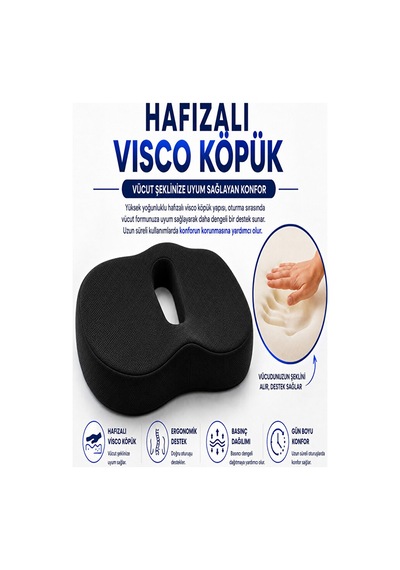 Ortopedik Oturma Minderi Kuyruk Sokumu Destek Minderi Uzun Süreli Oturuşlar İçin Ergonomik Ofis Ve Siyah