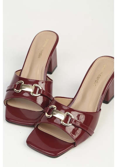 Pierre Cardin Kadın Bordo Rugan Topuklu Terlik Pc-55761 Bordo
