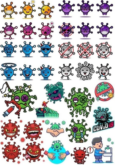 Virüs Sticker Set-6 25 Parça Telefon, Tablet, Defter, Laptop Sticker