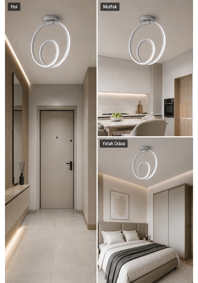 Ovira Led Plafonyer Avize Beyaz Işık Gri