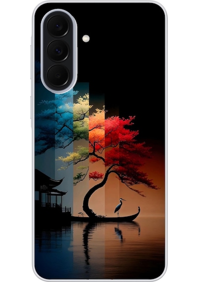 Samsung Galaxy A37 Uyumlu Dört Mevsim Ağaç Baskılı Silikon Kılıf Renkli
