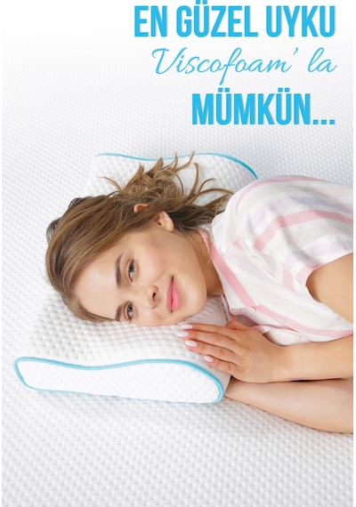 Viscofoam Küçük Boyun Destekli Ortopedik Yastık Visco Yastık 46x30x10-8cm