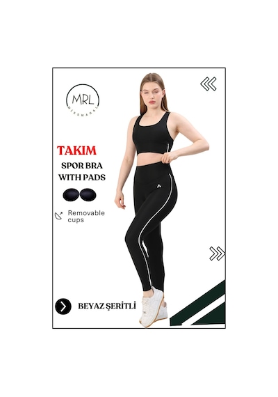 Missmaral Kadın Spor Takım Yüksek Bel Tayt Pedli Büstiyer Sport Team High Waist Padded Bustier Black 3054 Siyah Beyaz Missmaral Kadın Spor Takım Yüksek Bel Tayt Pedli Büstiyer Sport Team High Waist Padded Bustier Black 3054 Siyah Beyaz