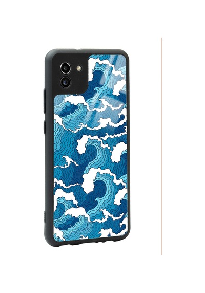 Samsung Uyumlu A-03 Mavi Dalga Tasarımlı Glossy Telefon Kılıfı Çok Renkli