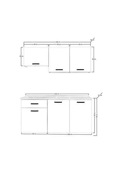 Decoraktiv Naturel 160 Mdf Hazır Mutfak Dolabı - Tezgah Dahil - Naturel Ceviz