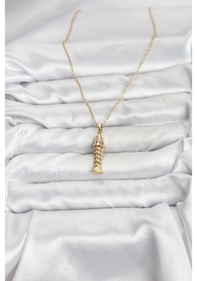 316l Çelik Zincir Gold Renk Balık Model Zirkon Taşlı Kadın Kolye Tj-bko10885 Çok REnkli
