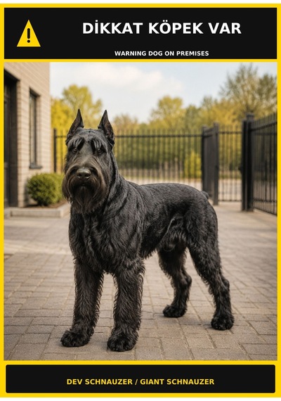 Dikkat Köpek Var Dev Schnauzer Görselli Pvc Uyarı Levhası 35x50cm