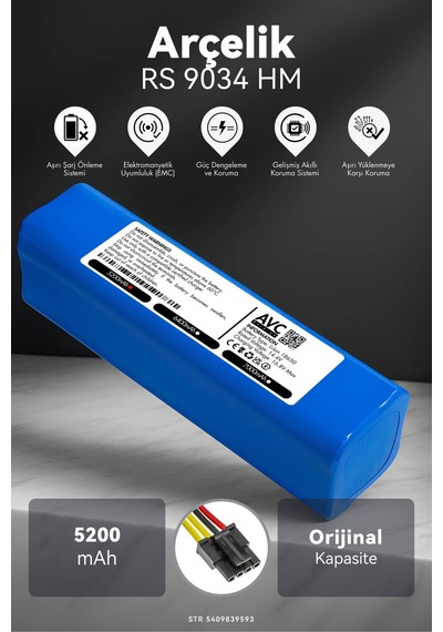 Arçelik Uyumlu Rs 9034 Hm 5200mah Robot Süpürge Bataryası K.k