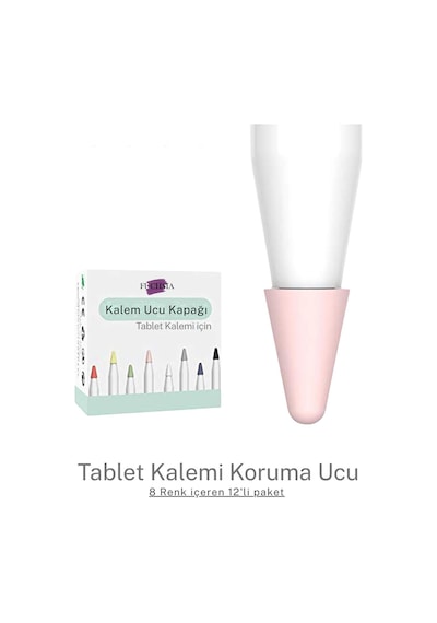 Stylus Kalem Koruma Uçu 12 Li Renkli Set Hassas, Dayanıklı 5 Desibel Tablet Kalem Koruma Ucu
