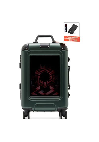 Missidea Pro Led Ekranlı Akıllı Valiz Haki Kabin Boy