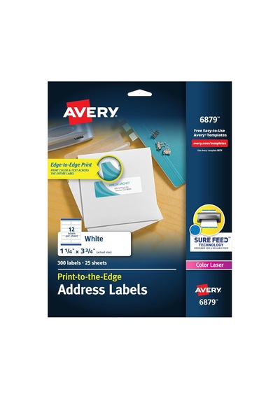 Avery Lazer Etiketler, Mat, Posta, 3-3/4 X 1-1/4, Paket Başına 300 6879 , Beyaz Genel