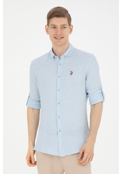 U.s. Polo Assn. Erkek Açık Mavi Gömlek Desenli 50283423-vr003 Mavi