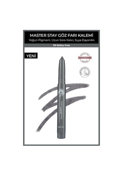Alix Avien Suya Dayanıklı 11 Saat Kalıcı Yoğun Pigmentli Kremsi Göz Kalem Farı Master Stay 09 Satiny Gray