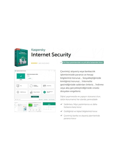 Kaspersky Internet Security Virüs Programı 2022 4 Kullanıcı 1 Yıl
