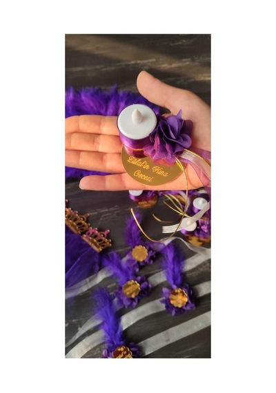 Pleksi Kına El Mumu Tealight Ledli Kına El Mumu Mor Gold 10 Adet Diğer