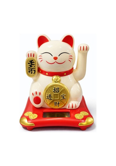 Delux Serisi Masa Üstü Kedi Figürü İlginç Biblo Güneş Enerjili Sallanan Şans Kedisi - Maneki Neko