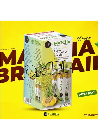 Matcha Premium Japanese Matcha & Bromelain Limon Aromalı Detox Burner Form Çayı 1 Kutu