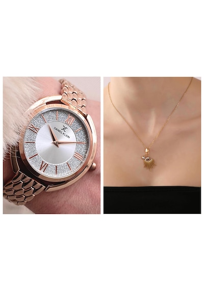 Daniel Klein Dk02365 Çelik Kordon Şık Kadın Kol Saati + Çelik Kolye