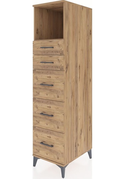 Kronos Dolap Tek Raflı 5 Çekmeceli 44x59x182 Çam-çam Çam