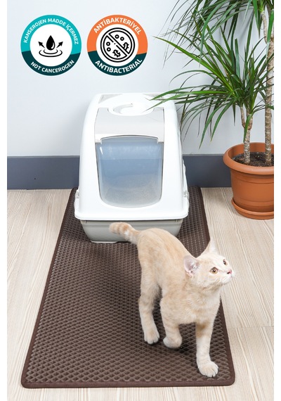 50x110 Cm Hücreli Kedi Kumu Paspası Kedi Matı Kedi Tuvalet Önü Paspası Koyu Kahverengi