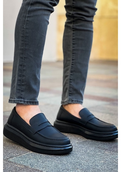 Roof Atelier Erkek Siyah Kalın Taban Loafer Ayakkabı - Robert - Rs615 St Siyah