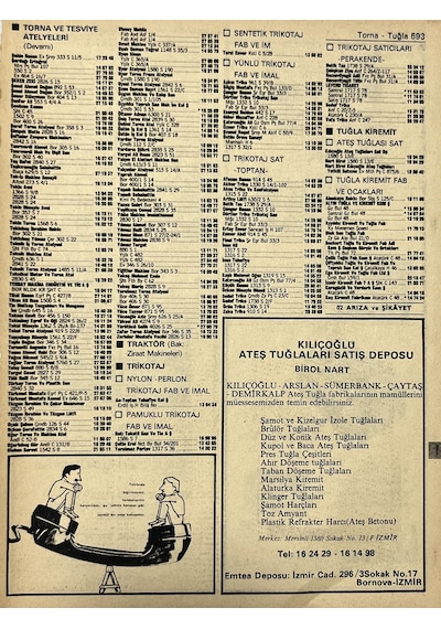 İzmir 1982-1983 Meslek Reklam İlanı Efemera S593