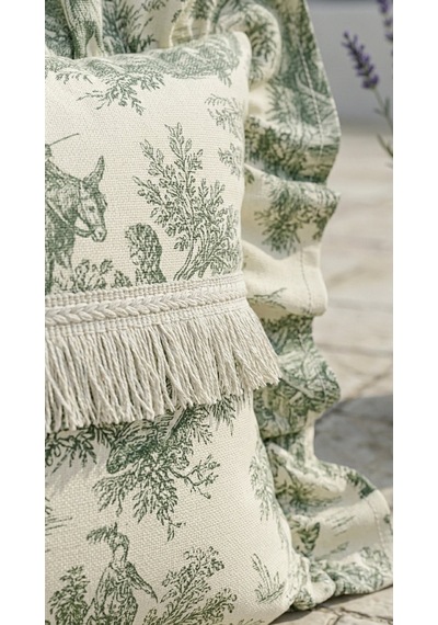 Toile Verde Ruffle Yastık Çok Renkli