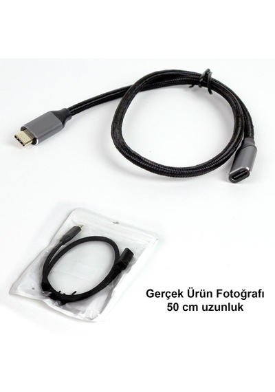 Ga86 Type-c Uzatma Kablosu Asla Kopmaz Örgü Kablo Mac-book İ-pad Air 4 Telefon Bilgisayar Alüminyum Kasa 50 Cm