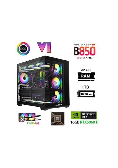 Xaser LEXUS X690 R7-7800X3D 32 GB 1 TB M.2 NVMe SSD 16 GB RTX5060 Ti Free Dos Masaüstü Oyuncu Bilgisayarı