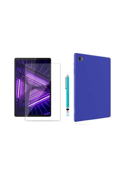 Lenovo Tab M10 Hd Uyumlu Tb-x306f Za6w0026tr Mavi Silikon Tablet Kılıfı + Nano Ekran Koruyucu+kalem Arka Kapak