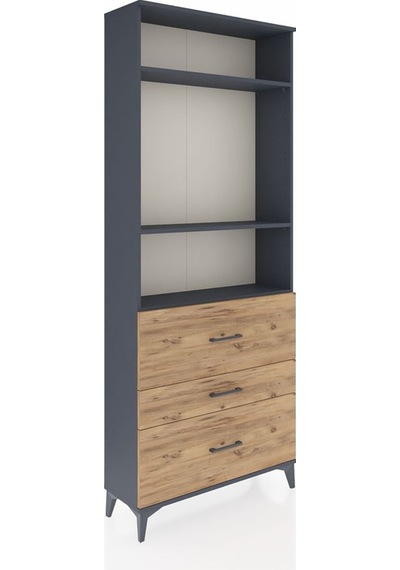 Arges Dolap 3 Raflı 3 Çekmeceli 88x30x221 Antrasit-çam Antrasit