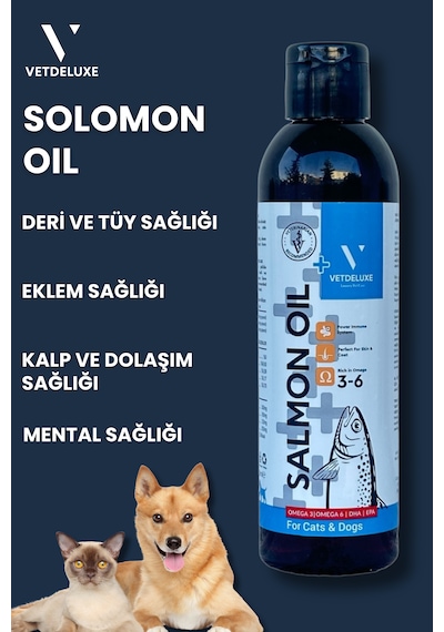 Vetdeluxe Salmon Oil Omega 3-6 Deri Tüy Sağlığını Destekleyen Somon Yağı 200 ML