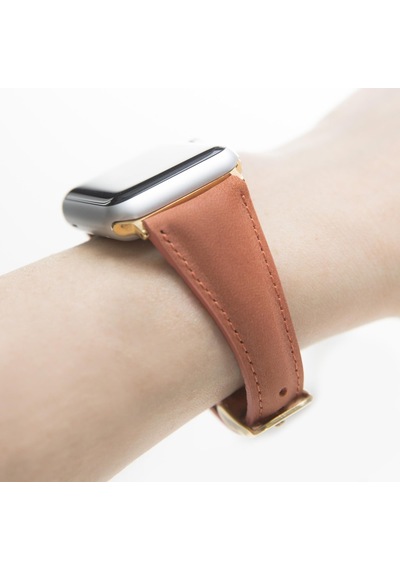 Bouletta Apple Uyumlu  Watch Ince Deri Kordon 38-40-41 MM Mercan