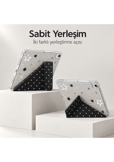 Samsung Galaxy Tab S10 Fe /s10 Lite/s10/s9 Fe/s9 Uyumlu Uyumlu Desenli Mars Kalem Bölmeli Kılıf Kapaklı Kılıf