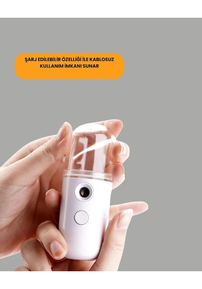 Hubrendy Tekno Taşınabilir Şarjlı Buhar Nemlendirici Kablosuz Akıllı Pro Teknolojili Mini Cilt Ve
