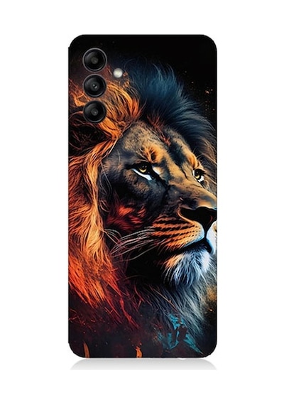 Samsung Galaxy A25 Uyumlu Siyah Fon Aslan Desenli Silikon Kılıf