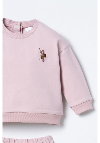 U.S. Polo Assn. Nakışlı Kız Bebek Pembe Uzun Kol Pijama Takım Usb3245-c-v3 Usb3245-c-v3