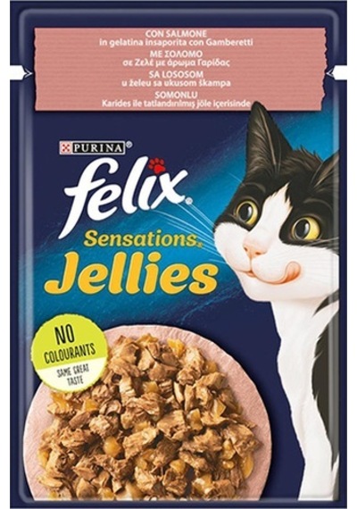 Purina Felix Sensation Somonlu ve Karidesli Pouch Yetişkin Kedi Maması 12 x 85 G