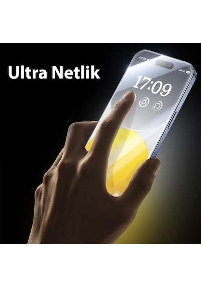 Baseus Crystalline Apple iPhone 15 Pro Uyumlu İçin Parlama Önleyici Tempered